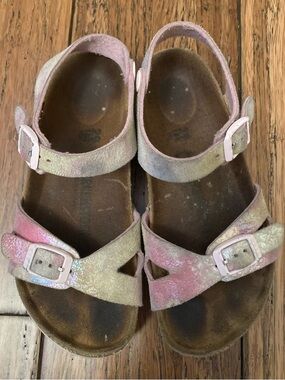 Birkenstock Kids Pastel Glitter Adjustable Strap Sandals; size 29 EU= 11/11.5 US